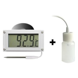Thermomètre digital sans fil - intérieur/extérieur - coloris noir - avec  horloge